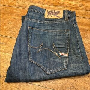NWOT Y2K -Parasuco Indigo Blue Straight Fit Jeans with Vintage Fading 36x34